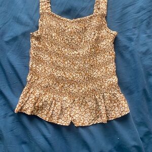 Floral Brown Smocked Women's Top